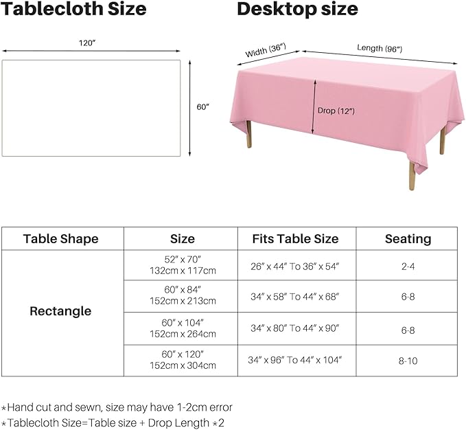 IVAPUPU Textured Linen Table Cloth for Rectangle Tables - Pink Tablecloths Rectangular Waterproof Wrinkle Free Wipeable Dining Table Cover for Spring Wedding Birthday Kitchen Decor, 52 x 70 Inch