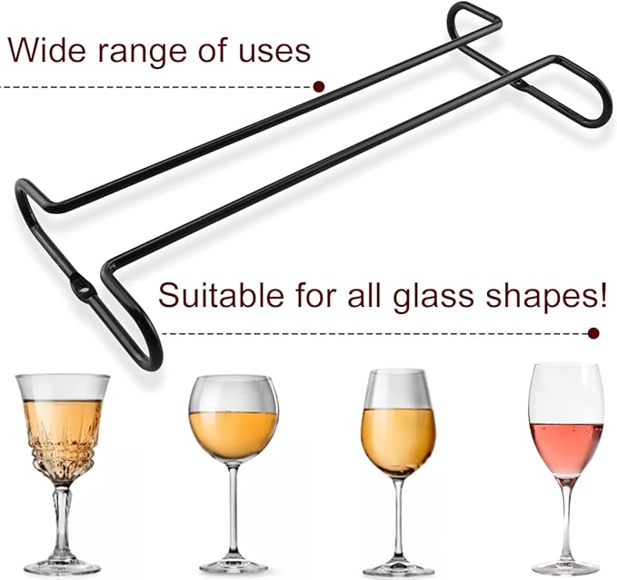 Enenes Heavy Duty Metal Stemware Rack 2 Pack, 10.3 Inch Under Cabinet Hanging Wine Glass Holder for Kitchen Bar, Organize Cups, Goblets, Wine Glasses