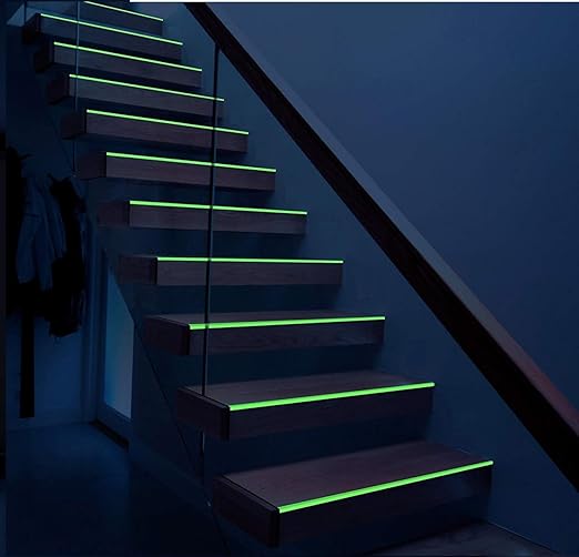 Glow in The Dark Tape - 33 FT X 0.5 Inch Luminous Photoluminescent/Luminescent Emergency Roll Safety Egress Markers Stairs, Walls, Steps, Exit Sign. Glowing Pro Theatre Stage Floor