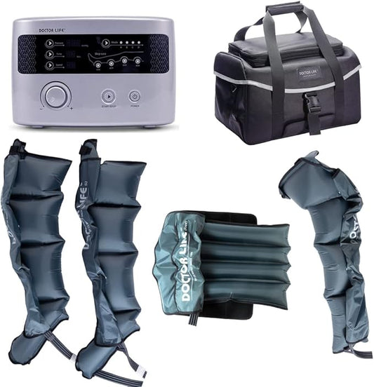 DOCTOR LIFE LX9max Full Body (A) - Sequential Air Compression Recovery System : Device + Legs (L) + Arm + Waist + Bag (FSA-HSA Approved)