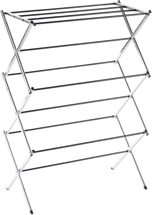 Displays By Jack Portable Collapsible Clothing Dryer Rack, Foldable Drying Rack for Clothes, Lingerie, Towels, Linens, Laundry Home Apartment Must Haves, Metal Chrome Finish