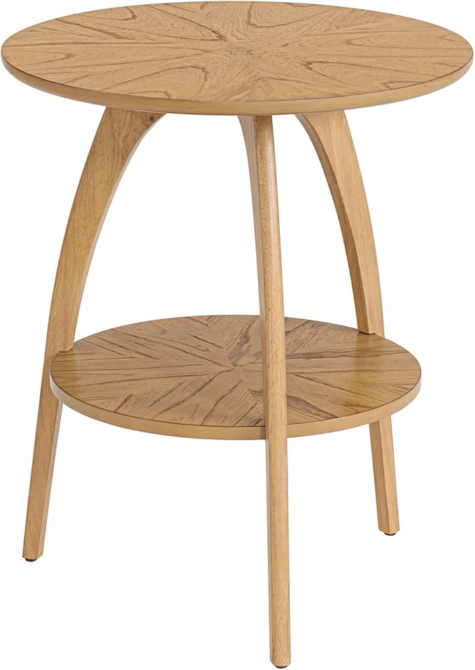 Martin Svensson Home LAX 20" Round End/Side Table with Storage, Light Oak