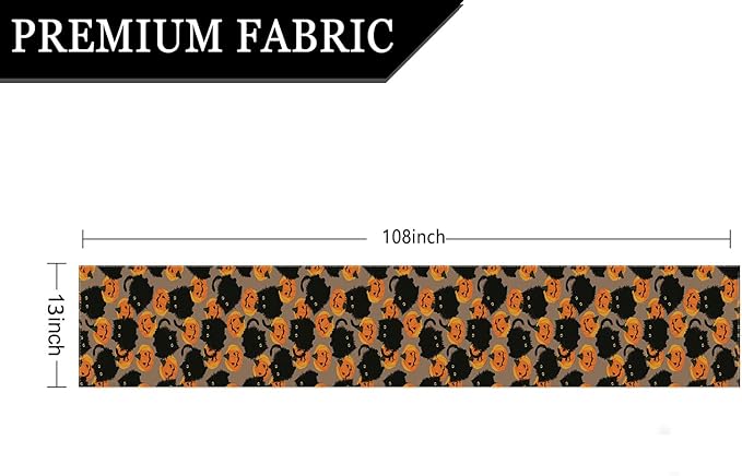 Halloween Table Runner Black Cat Pumpkins Seasonal Kitchen Dining Table Home Outdoor Party Decorations 13x108 Inch
