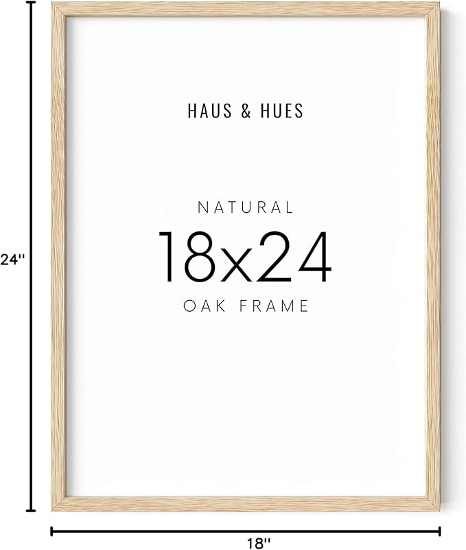 HAUS AND HUES Beige 18 x 24 Poster Frame - 18 x 24 Picture Frame, Wall 18x24 Frame, 18x24 Wood Frame, 24x18 Poster Frame, Wooden Picture Frame 18 x 24, Art 18 x 24 Frame (Beige Oak Frame)