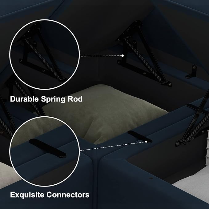 Belffin Modular Sectional Sofa Couch with Reversible Chaise Velvet L Shaped Storage 4-seat Convertible Blue…