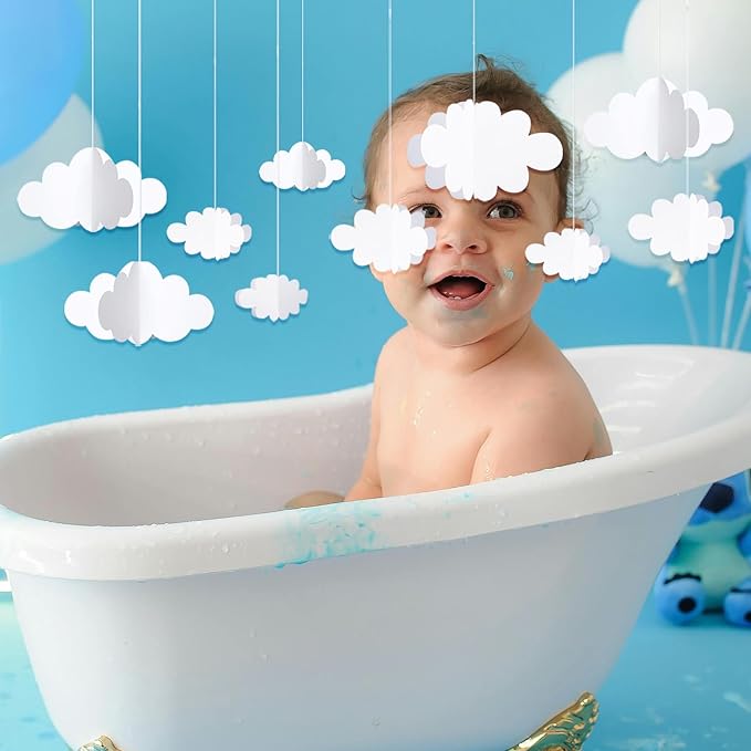 8 Pcs Hanging Clouds for Ceiling - Artificial Cloud Props for Art, Wedding, Bridal Shower, Bedroom