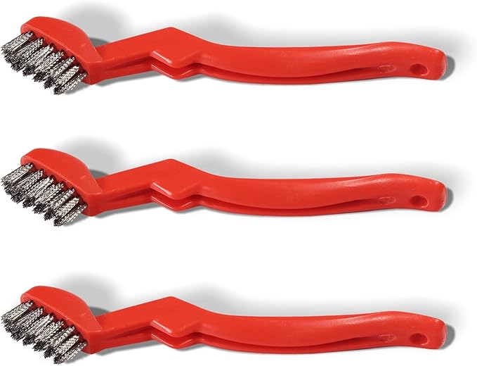 GOLDEN SMILE 3-Pack Heavy-Duty Stainless Steel Wire Brushes – 7" Ultra-Stiff 5x29 Grid (40% Denser Bristles) – Resists Bending, Rust & Grime Blaster for Industrial Cleaning