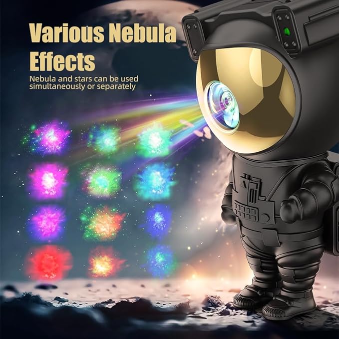 Astronaut Galaxy Projector Night Light with Timer and Remote Star Starry Nebula LED Lamp, Gift for Kids and Adults for Bedroom, Christmas, Birthday, Valentine's Day etc. (Black-Golden)