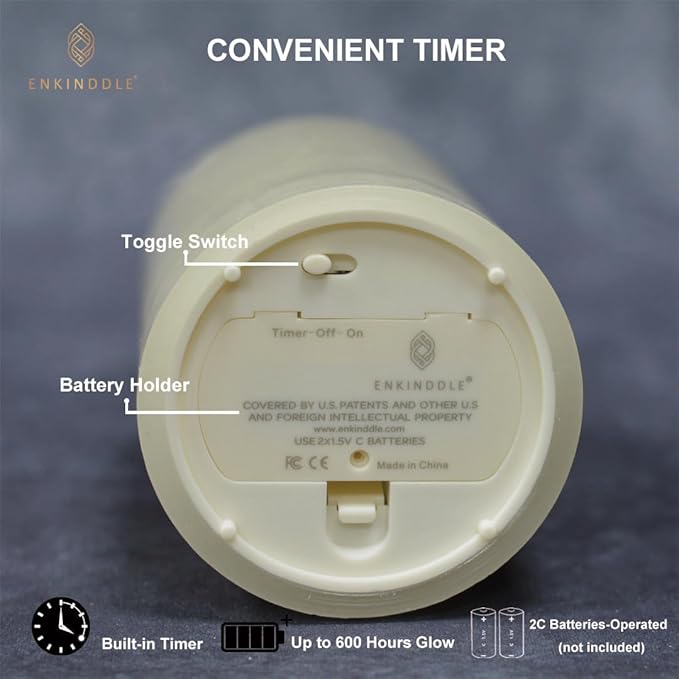 Flickering Flameless Candle, Real Wax LED Pillar Candle with 3D Moving Flame, Battery Operated, Built-in Timer, Ivory, Unscented, Safe for Home Décor, and Holidays 3" x 5.12"