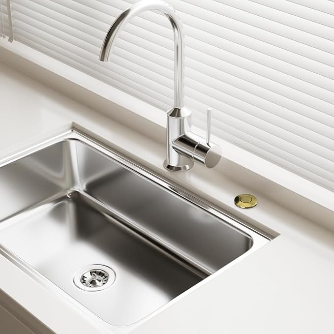 APIELE Garbage Disposal Air Switch Kit, Sink Top Push Button Switch for Food Waste Disposer, UL Listed 3.6" Long On/Off Air Button (Matte Rose Gold)