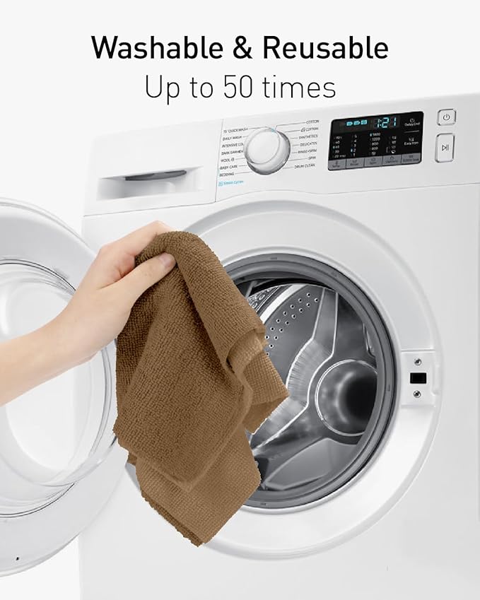 Fantasticlean Microfiber Cleaning Cloth Roll -75 Pack, Tear Away Microfiber Towels, 12" x 12", Reusable, Washable, Scratch Free, Ultra Absorbent Dish Rags for Car, Home, Garage or Shop (TAN)