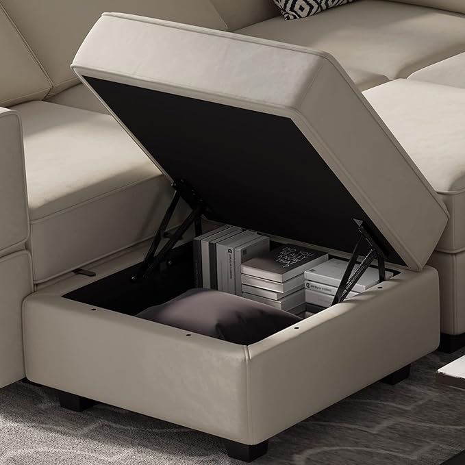 Belffin Modular Sectional Sofa with Double Chaise Velvet U Shaped Sofa Reversible Sectional Couch with Storage Grey