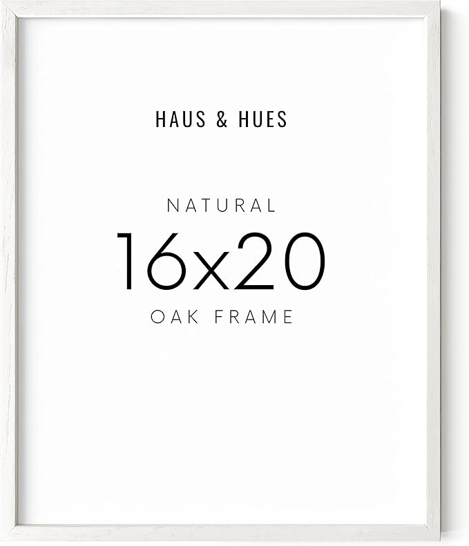 HAUS AND HUES 16x20 White Picture Frame - 16x20 White Frame 16x20, Wooden Picture Frames, White 16x20 Picture Frame White, 16x20 Inch Frame, White Photo Frame (White Oak Frame)