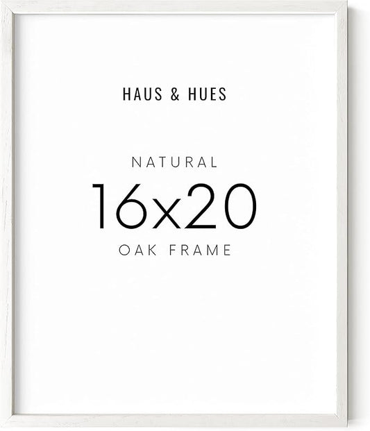 HAUS AND HUES 16x20 White Picture Frame - 16x20 White Frame 16x20, Wooden Picture Frames, White 16x20 Picture Frame White, 16x20 Inch Frame, White Photo Frame (White Oak Frame)