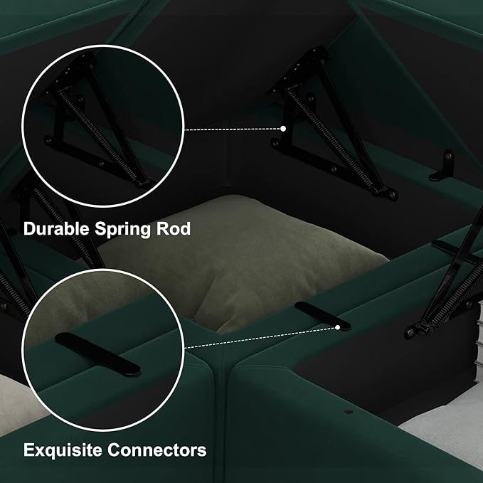 Belffin Velvet Modular Sectional Arm Chair Accent Chair with Storage Seat Single Club Chair for Apartment Green