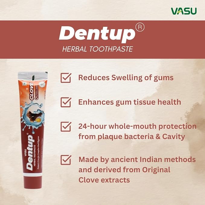 Dentup Herbal Toothpaste with Clove & Basil | Natural Fluoride-Free Ayurvedic Toothpaste for Fresh Breath & Gum Support – 100g Each (Pack of 2)