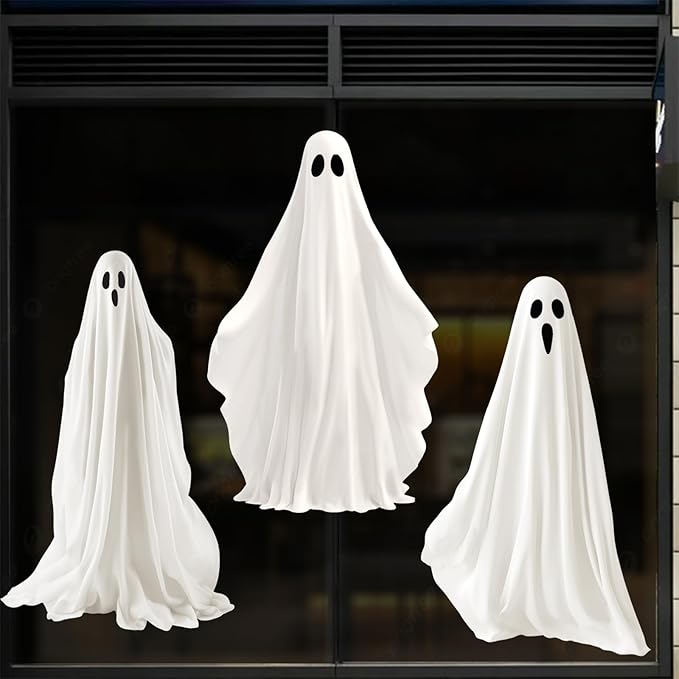 Extra Large Halloween Ghost Window Clings, Ghosts Silhouette Window Decorations, Halloween Window Stickers Decals for Home Office School Party Supplies