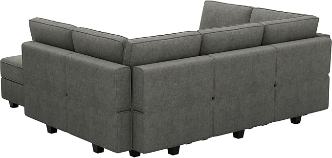 Belffin Modular Sectional Sleeper Sofa Couch with Storage Ottoman Convertible Sectional Couches for Living Room Terry Reversible Chaise. Light Grey Sofa