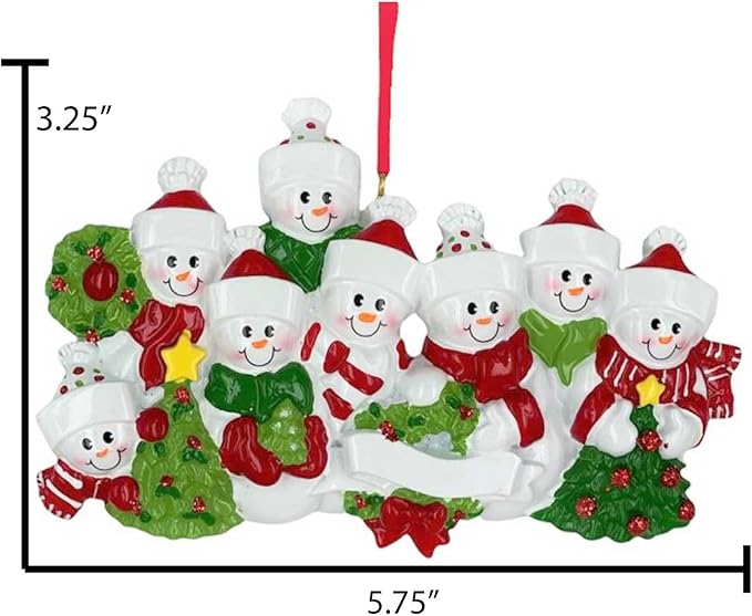 3D Snowman Family of 8 Ornament 2025 Personalized Family Christmas Ornaments 2025 | Snow People Personalized Tree Ornaments for Grandchildren, Siblings & Grandkids of Eight Ornament Snowmen Small Tree