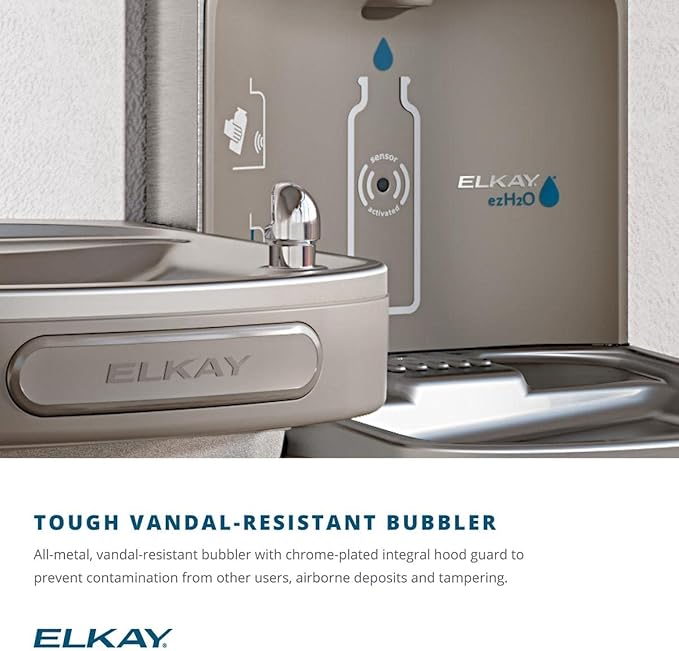 Elkay LZS8WSVRLK EZH2O Wall Mount Drinking Fountain and Bottle Filling Station with Vandal Resistant Bubbler, Filter, and Glass Filler - N/A