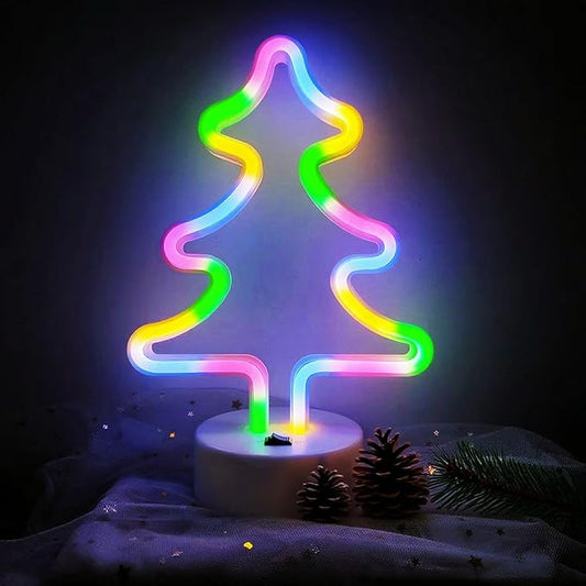 Christmas Tree Neon Light Signs for Bedroom Bedside Dorm Wall Decor,Neon Light up Christmas Decor LED Night Lights Table Ornaments Gifts for Kids Christmas Party,Battery Powered or USB Powered