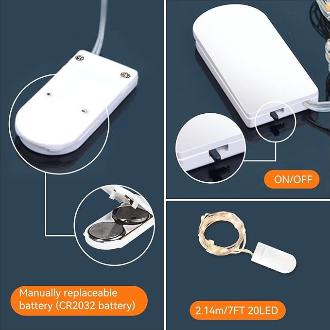 6 Pack Fairy Lights Battery Operated - 7ft 20 LED Twinkle Lights Copper Wire Mini String Lights Firefly Lights for Mason Jars DIY Crafts Christmas Wedding Party Centerpiece Table Decor, Cool White