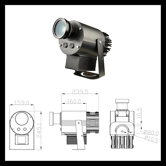 80W LED Logo GOBO Projector DJ Effect Light Including Free Custom Glass GOBO to Project Image for Advertising Business Hotel Company Store Wedding Indoor and Outdoor Use (80W)