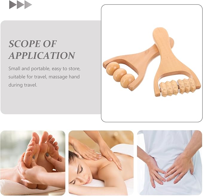 2pcs Wooden Massage Rollers Trigger Point Roller Muscle Relaxation Bead Massage Tools for Neck Back Leg Foot Arm