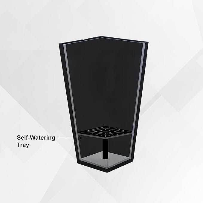 XBrand Modern 30-Inch Tall Square Planter, Tapered, Perfect for Indoor & Outdoor, Patio Decor, Set of 2, Gray