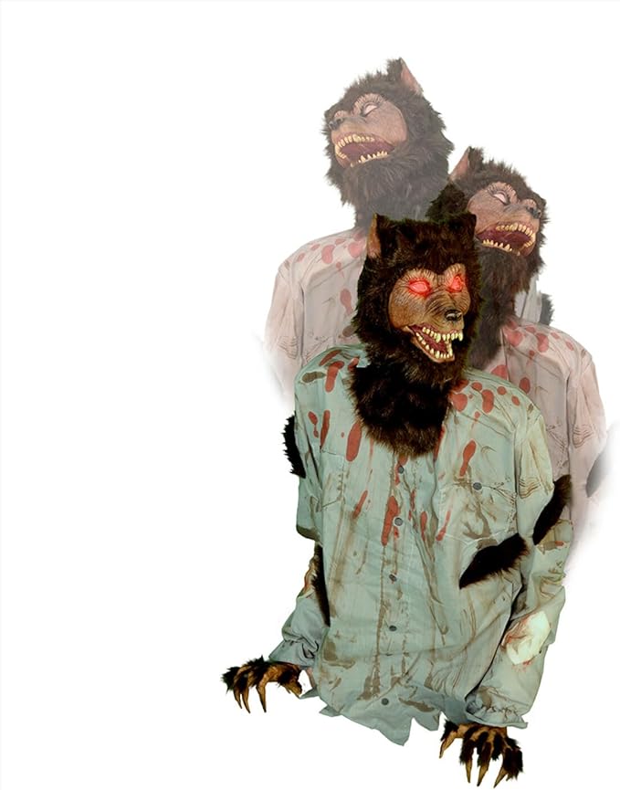 Haunted Hill Farm Howler by Tekky, Battery-Operated, Motion and Sound Activated Animatronic Werewolf with Sound Effects and Lights for Indoor or Covered Outdoor Creepy Halloween Decoration