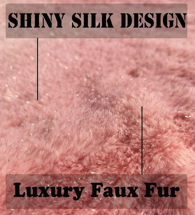 AISENO 36 Inch Christmas Tree Skirt Faux Fur Pink Bright Silk Shiny Decoration for Christmas Tree Plush Merry Christmas Decorations Decor