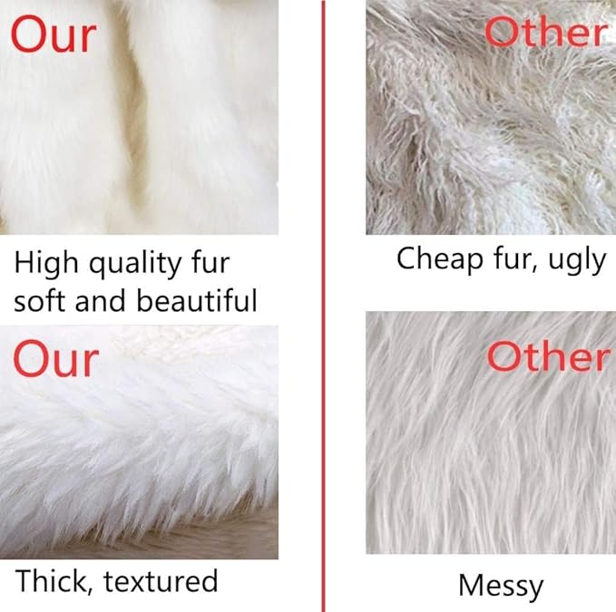 AOGU 72 Inch Faux Fur Christmas Tree Skirt White Plush Skirt for Merry Christmas Party Christmas Tree Decoration
