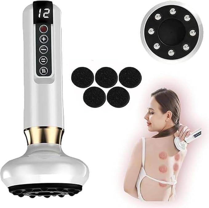 Handheld Cellulite Massager Tool- Elouris Cellulite Tool, 3 in 1 Vacuum Cupping kit, 12-Level Adjustable Cupping kit for Massage Therapy、Cupping Machine.(White)