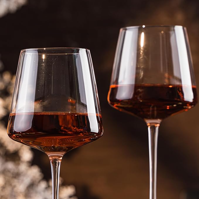 Hand Blown Red Wine Glasses Set of 4 – 23 oz Burgundy Wine Glasses With Long Stem – Large Premium Crystal Wine Glass – Unique Gift for Wedding, Anniversary, Mother’s Day – Clear Christmas, Birthday