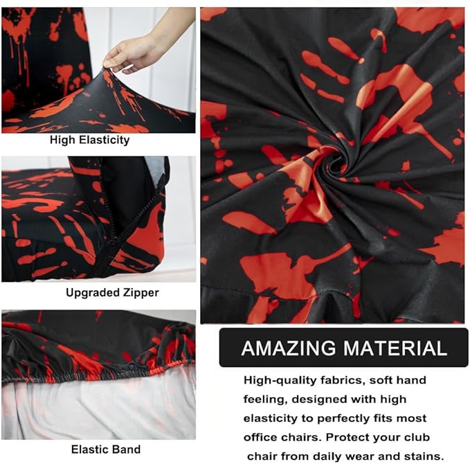 Halloween Office Chair Covers Bloody Handprints Footprints on Black Horror Theme Print Stretchable Slipcover for Modern Simplism Style High Back Boss Chair (No Chair) (M, Halloween04)…