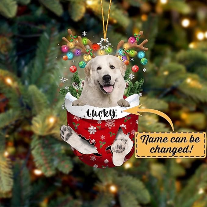 Great Pyrenees 2 Dog Christmas Ornament, Great Pyrenees 2 in Snow Pocket Christmas Tree Ornament, Dog Lovers Gift Idea Xmas Decor, Christmas Decorations for Tree, Christmas Ornament Gift for Dog Lover