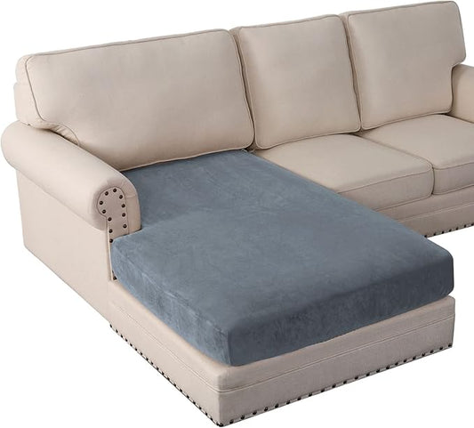 PrinceDeco Velvet Couch Cover for Dogs, Washable L Shaped Couch Cover, 1 Piece, Stone Blue