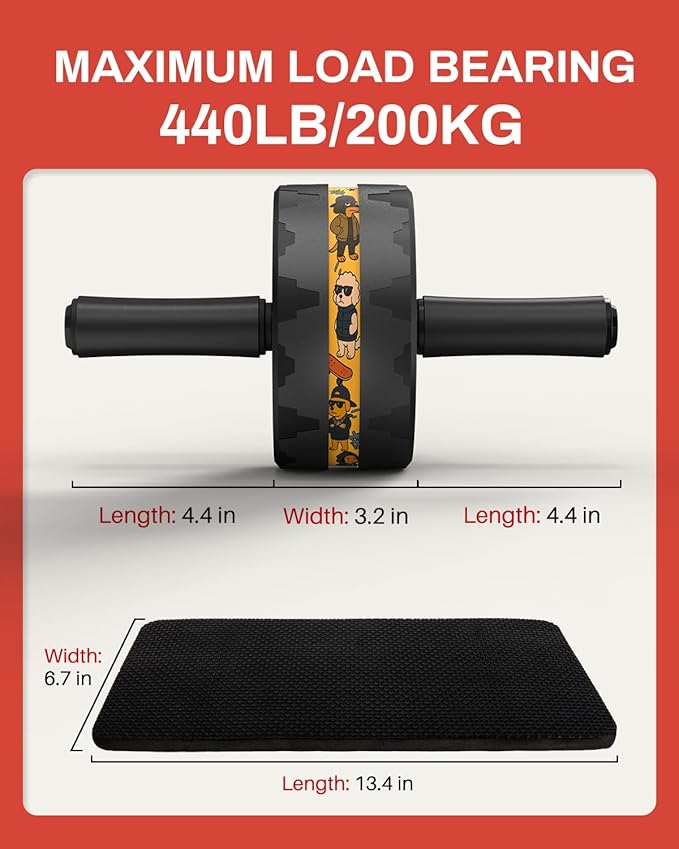 VINSGUIR Ab Roller Wheel, Abs & Core Workout Equipment for Home Gym with Knee Pad Accessories, Abdominal Wheel for Full-body Strength Training