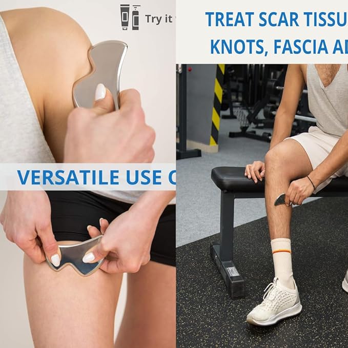 4 in 1 Stainless Steel Muscle Scraper Tools Set,Gua Sha Massage Scraper Scraping Tool Physical Therapy (4PCS Set)