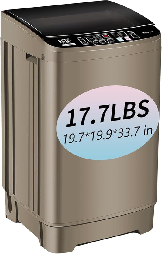 Full Automatic Washing Machine with LED Display, 17.7 lbs Portable Washer Drain Pump, 10 Programs & 8 Water Levels Selections, Ideal for RV, Camping, Apartment, Dorm, Gold