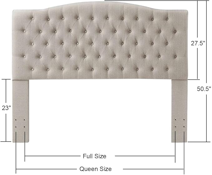 24KF Upholstered Tufted Button Linen Fabric Headboard,Comfortable Fashional Headboard Queen/Full Size,Linen