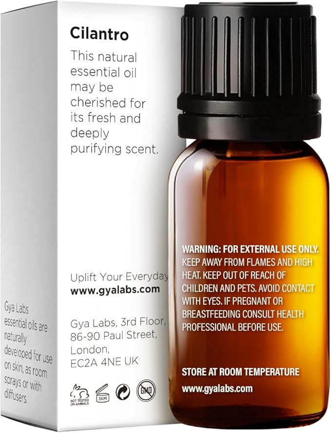 Gya Labs Cilantro Essential Oil for Diffusers - 0.34 Fl Oz - 100% Natural Cilantro Oil for for Skin, Massage, Aromatherapy & Candle Making Scent