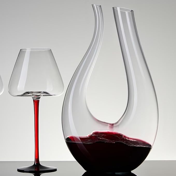 1PC Luxurious U-Shaped Crystal Glass Wine Decanter - High-End European Style, Harp Design, Red Wine, Large Capacity, Perfect for Home, Restaurant, and Household Use