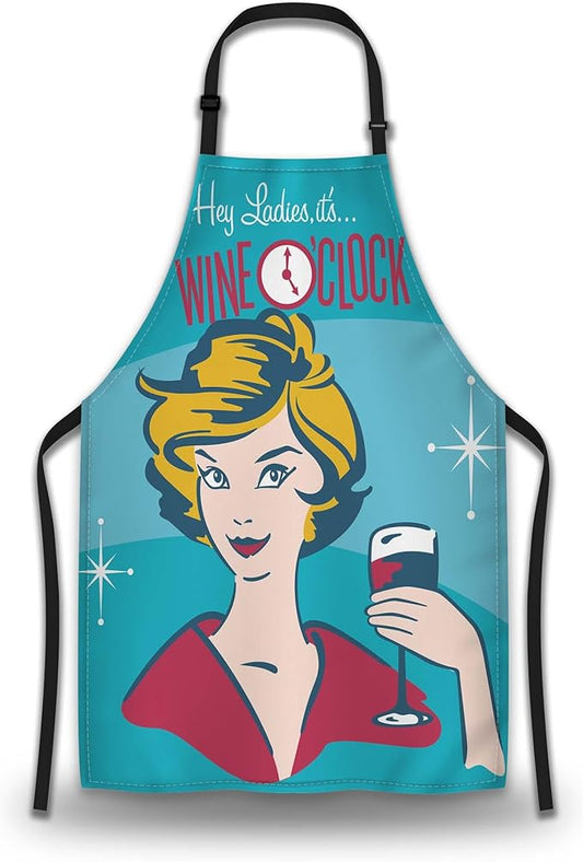 Kiss the Cook Apron Men Wine O’clock Funny Aprons for Women for Cooking Restaurant BBQ Painting Crafting Gardening 27” (W) x 31” (H), Waterproof Aprons