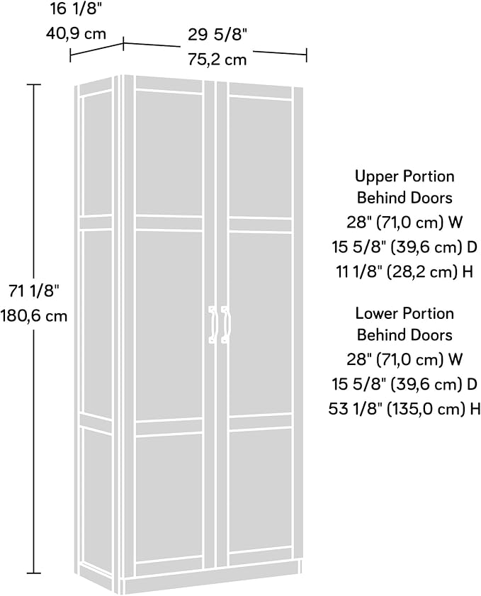 Sauder Tall Storage Cabinet, Black, 4 Adjustable Shelves, Multi-Room Use