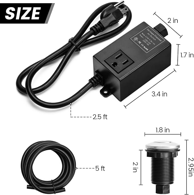 Garbage Disposal Air Switch Kit for SinkTop Waste Disposal with Stainless Steel Polished Short Air Button by briidea
