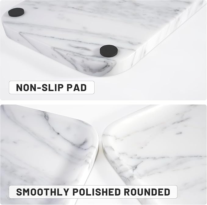 Vanity Trays, Marble Bathroom Tray for Countertop, Decorative Tray for Dresser Organizer, One Piece Serving Tray for Kitchen, Storage Tray for Kitchen Sink, Perfume, Jewelry Holder(Arabescato)