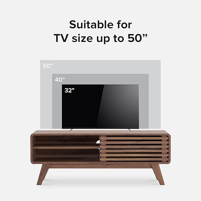mopio Ensley TV Stand, Mid Century Modern for 55/60/65 inch TV, Farmhouse TV Stand, Entertainment Center with Storage, TV and Media Consol for Living Room (Walnut, 46")