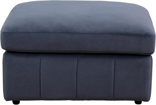Ottoman Rectangular Storage Ottoman Bench, Flannel Footrest Stool Footstool with Lid for Living Room, Bedroom, Entryway, Gray Blue, 38"x30"x22"
