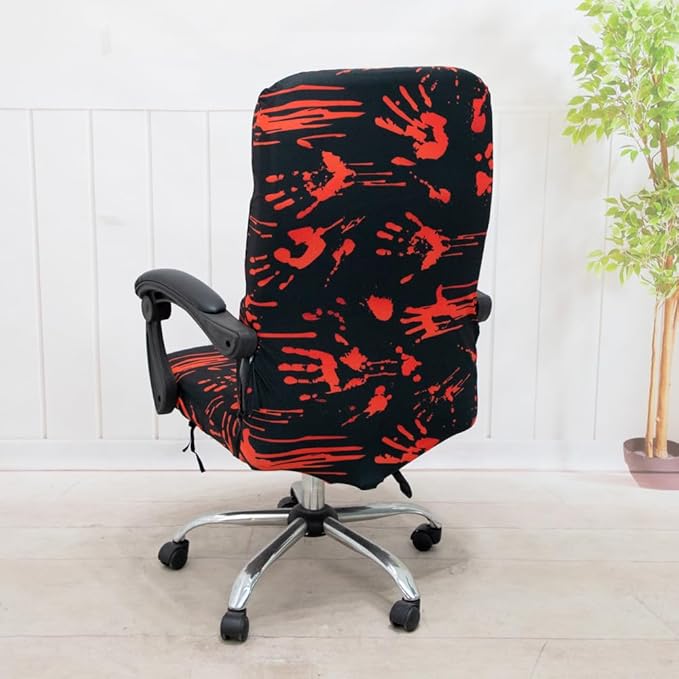 Halloween Office Chair Covers Bloody Handprints Footprints on Black Horror Theme Print Stretchable Slipcover for Modern Simplism Style High Back Boss Chair (No Chair) (M, Halloween04)…
